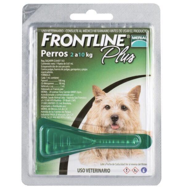 FRONTLINE PLUS PERRO HASTA 10 Kg. Antipulgas y Garrapata