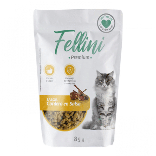 FELLINI SNACK HUMEDO PARA GATOS CORDERO EN SALSA 85G